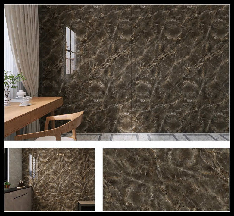 Carreaux de marbre Llook PET Autocollants muraux Décoration murale Isolation acoustique anti-collision