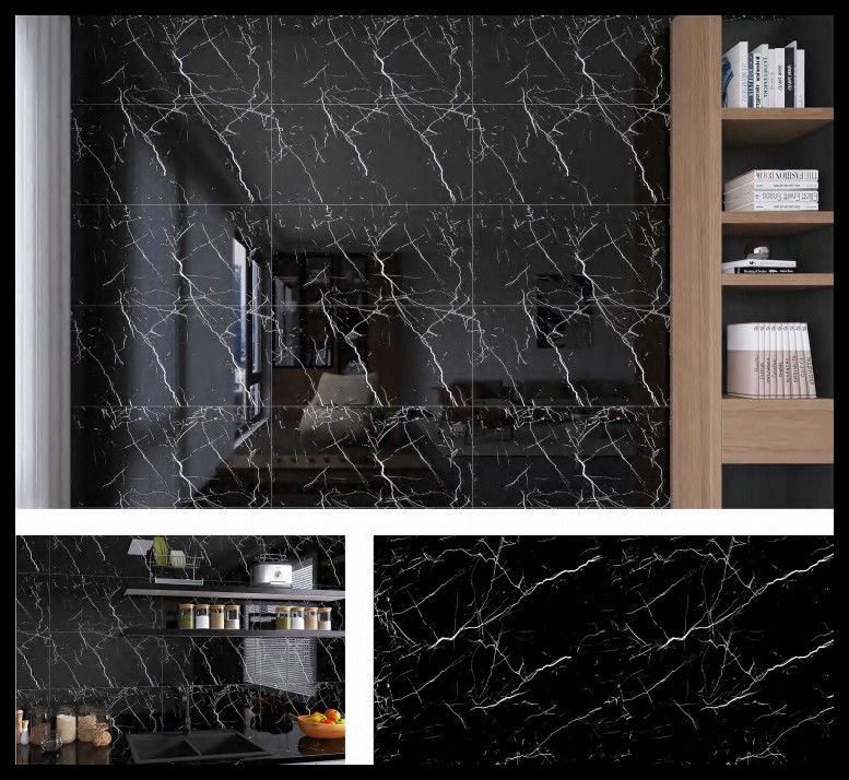 Marbre noir 40CM*90CM PET Autocollant murale 200PCS Paquet comprend pour l' intérieur